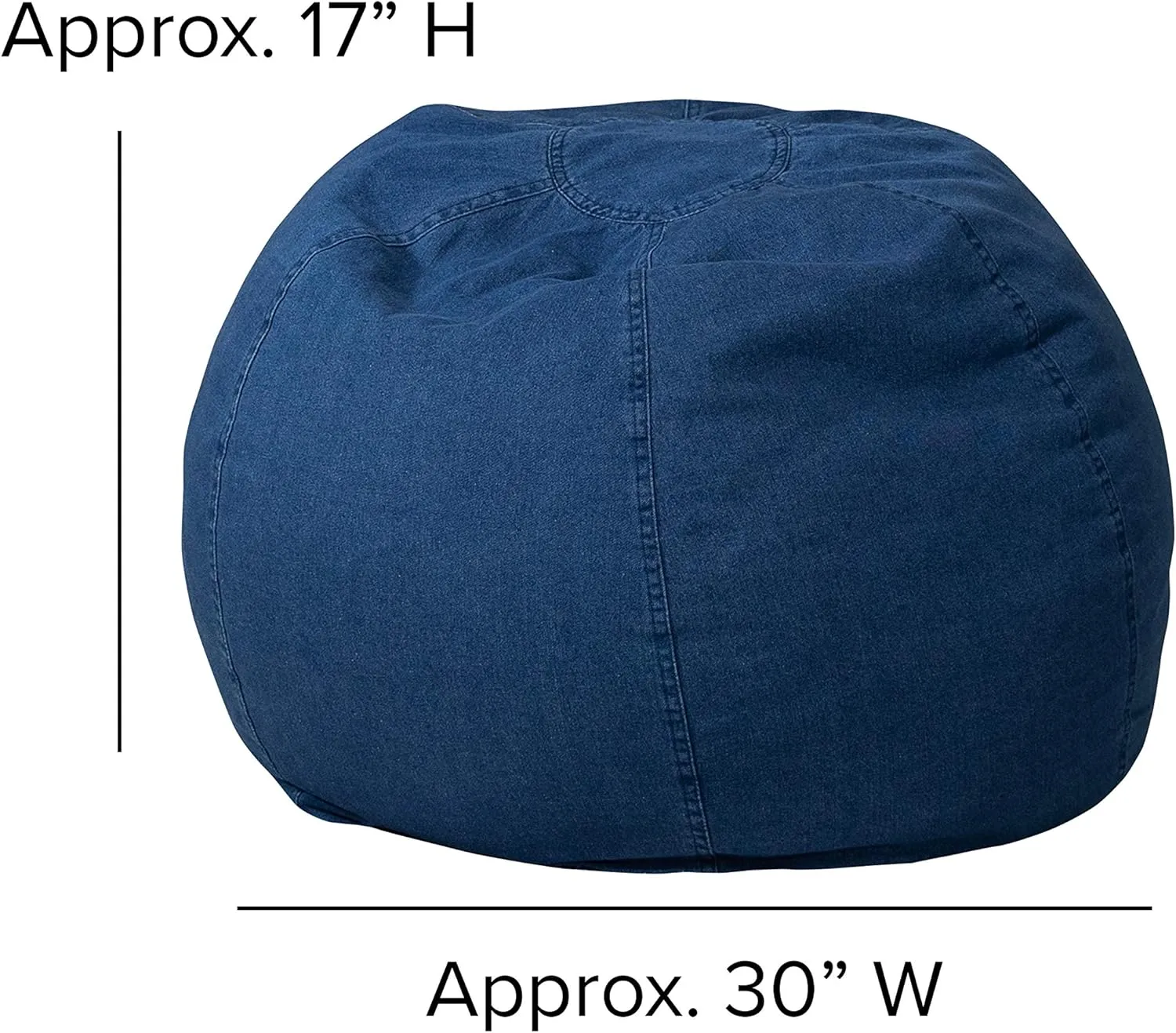 EMMA   OLIVER Small Denim Bean Bag Chair for Kids and Teens