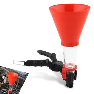 Engine Oil Funnel, Anti-Leak Self-Locking Structure Spill Proof Filling Funnel, Multifunctional Portable Adjustable Tool for Fast & Easy Oil Changes/Refueling, for Most Cars Trucks (Red)