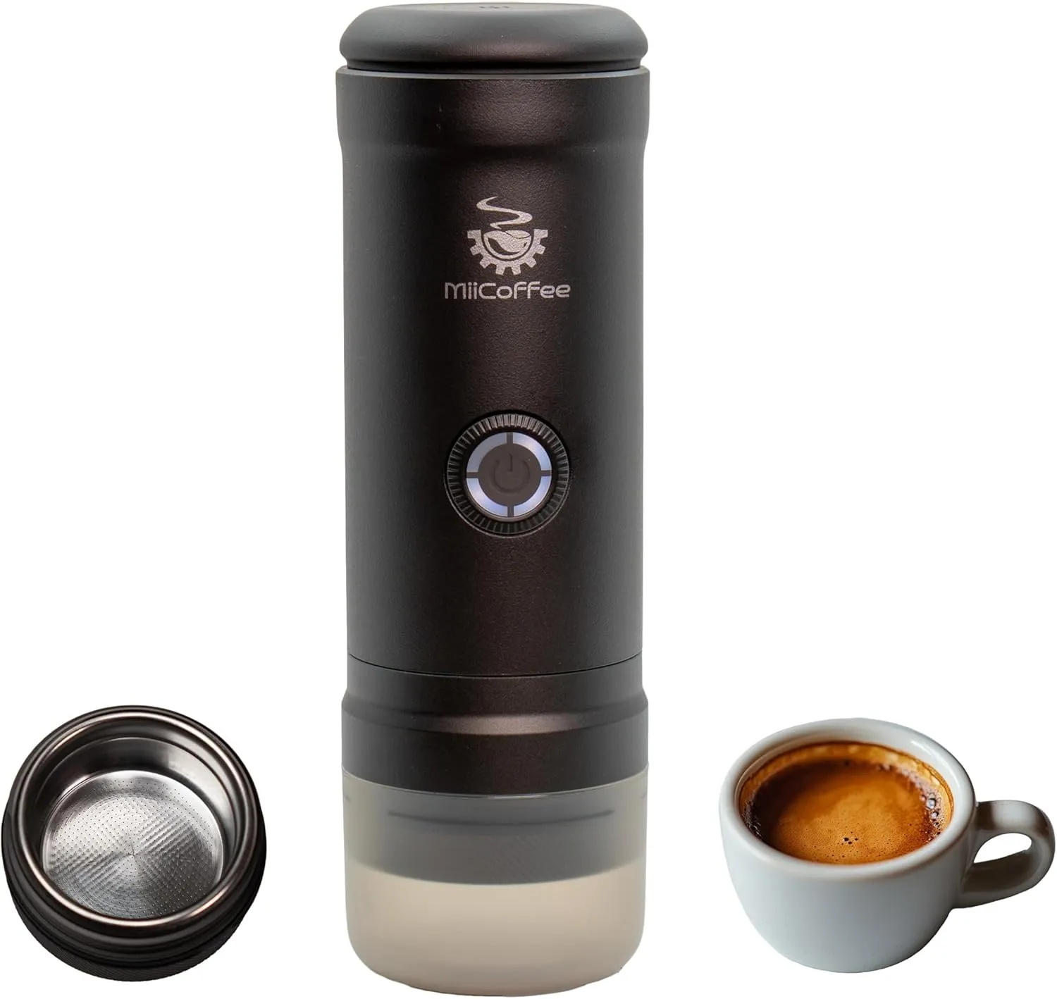 Eon Portable Espresso Machine, Travel Coffee Maker with Self-Heating and USB-C Charging (Grey)