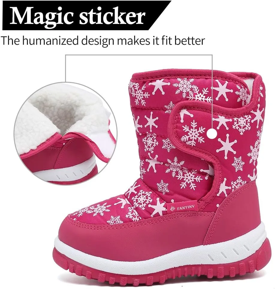 EQUICK Boys Girls Winter Boots Waterproof Lightweight Kid Snow Boots with Fur Outdoor (Toddler/Little Kid/Big Kid)