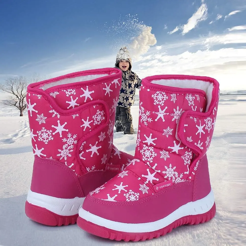 EQUICK Boys Girls Winter Boots Waterproof Lightweight Kid Snow Boots with Fur Outdoor (Toddler/Little Kid/Big Kid)