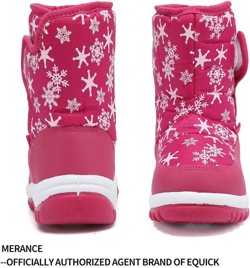 EQUICK Boys Girls Winter Boots Waterproof Lightweight Kid Snow Boots with Fur Outdoor (Toddler/Little Kid/Big Kid)
