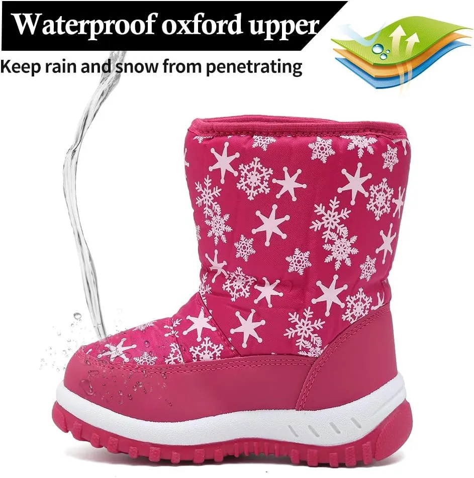 EQUICK Boys Girls Winter Boots Waterproof Lightweight Kid Snow Boots with Fur Outdoor (Toddler/Little Kid/Big Kid)