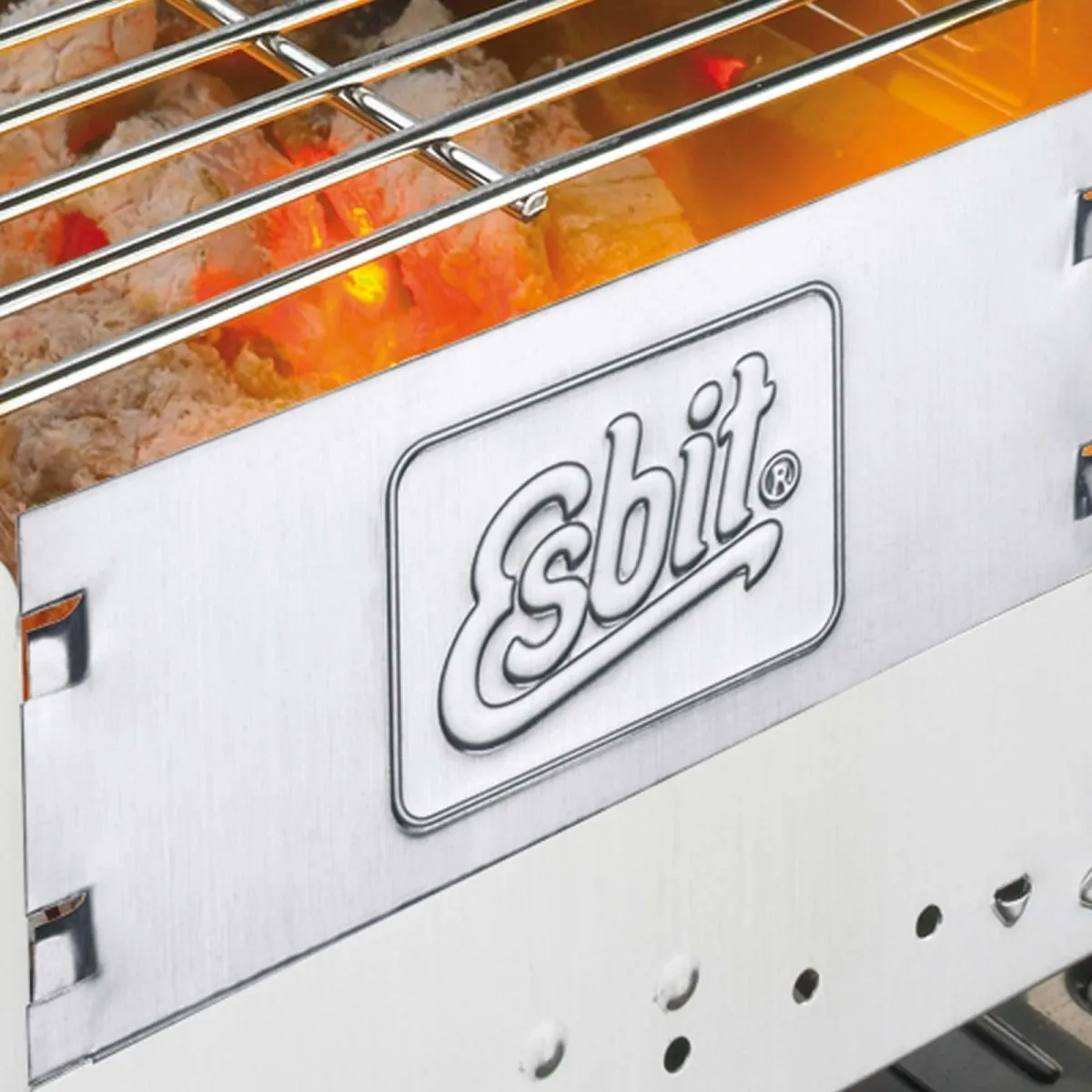 ESBIT Brand BBQ charcoal grill fold-away compact outdoor picnic food cooking set