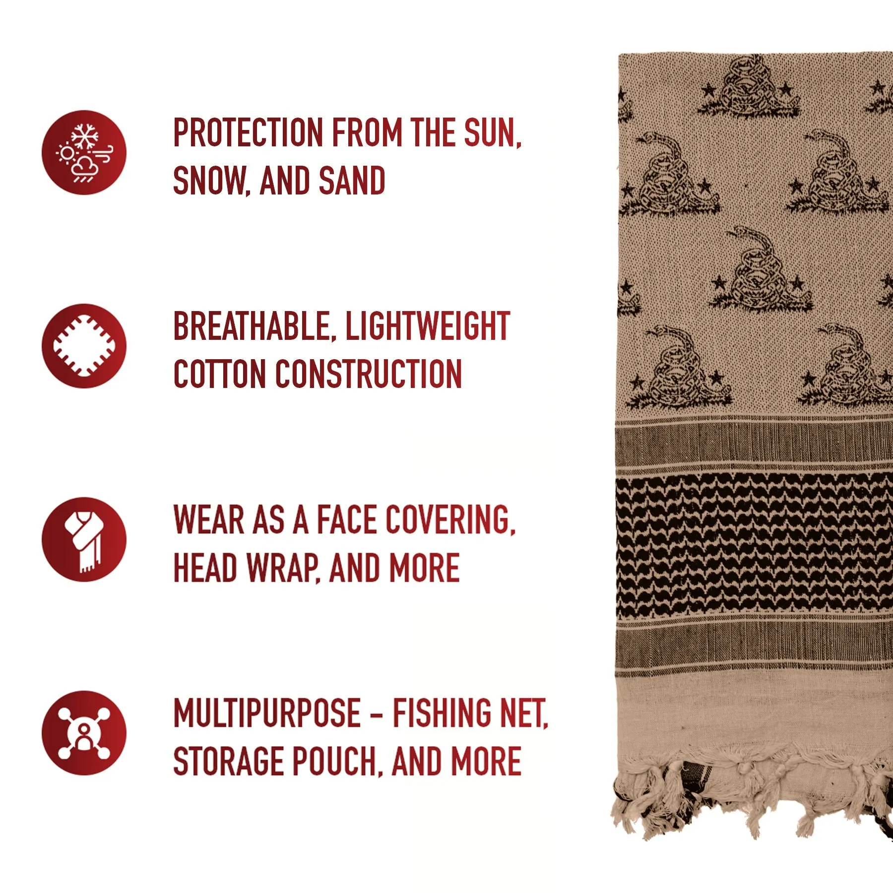 Exclusive event Snake Shemagh Supportive policies Tactical Scarf Rothco Gadsden Desert