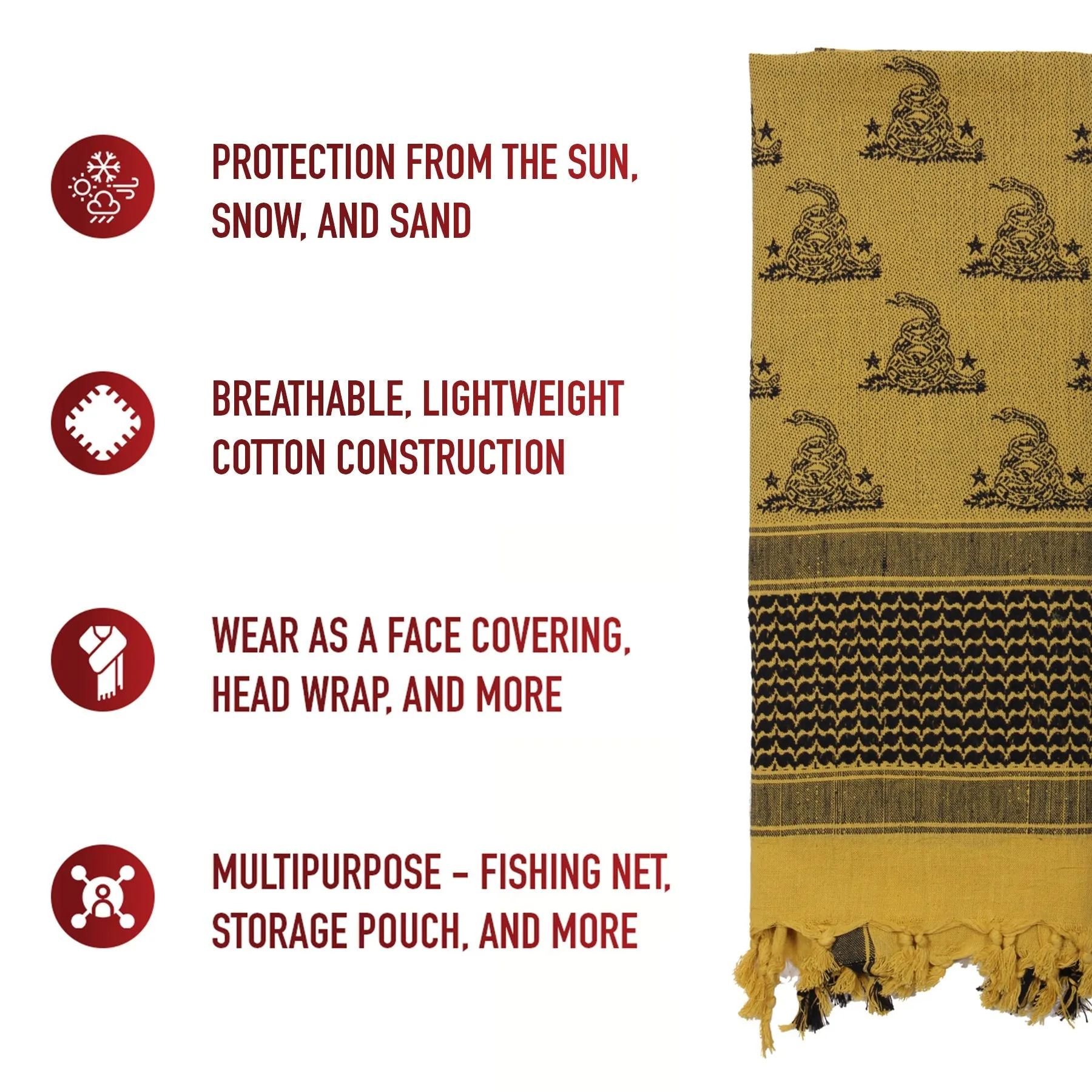 Exclusive event Snake Shemagh Supportive policies Tactical Scarf Rothco Gadsden Desert