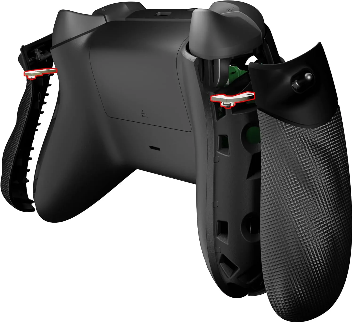 eXtremeRate Flexor Clicky Rubberized Side Rail Grips Trigger Stop Kit for Xbox Series X & S Controller, Diamond Textured Black Anti-Slip Ergonomic Trigger Stopper Handle Grips for Xbox Core Controller