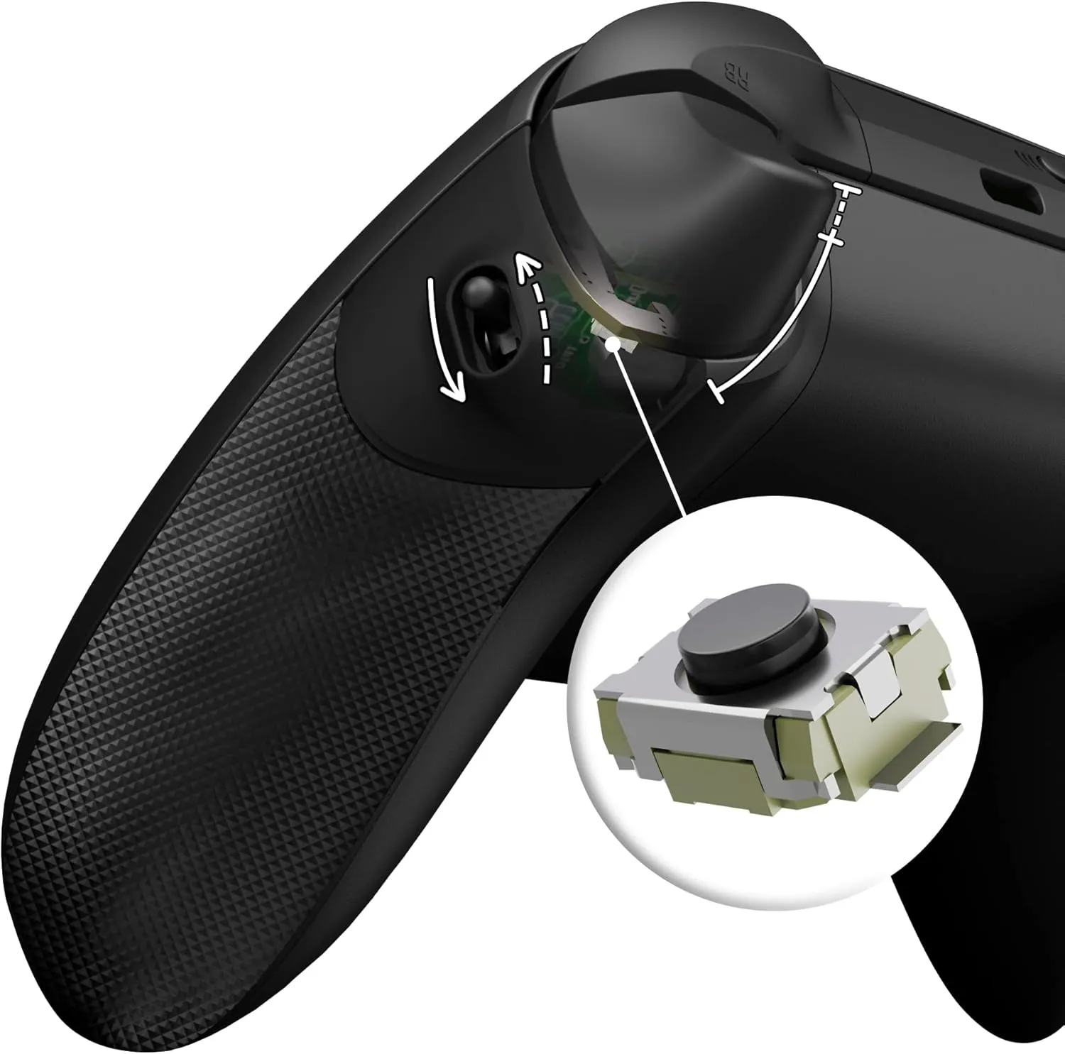 eXtremeRate Flexor Clicky Rubberized Side Rail Grips Trigger Stop Kit for Xbox Series X & S Controller, Diamond Textured Black Anti-Slip Ergonomic Trigger Stopper Handle Grips for Xbox Core Controller