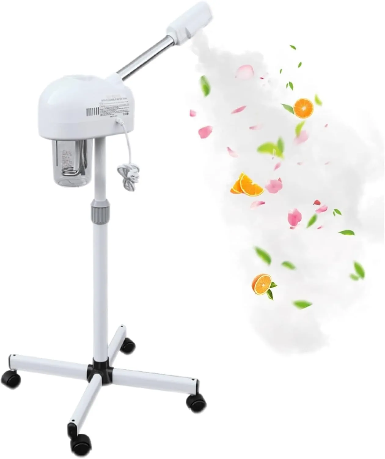 Face Steamer for Facial Deep Cleaning Professional, Stand Facial Steamer with Hot Mist and 360° Rotatable Nozzle, Facial Steamers Home Facial Spa, Steamer Esthetician for Salon, Spa, White