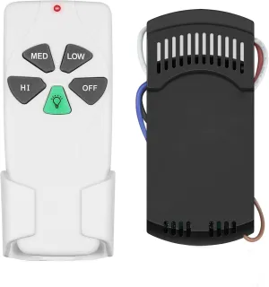 FAN-53T Universal Basic On/Off Ceiling Fan Remote Control Kit Works for Hampton Bay Hunter Litex, Replace FAN-53T, KUJCE9103, UC7030T, 2AAZPFAN53T, 2AAZPFAN53T1, FAN-11T,UVWRF-2