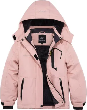 FARVALUE Girls Waterproof Skiing Jacket Windproof Winter Coat Warm Snow Coat with Removable Hood
