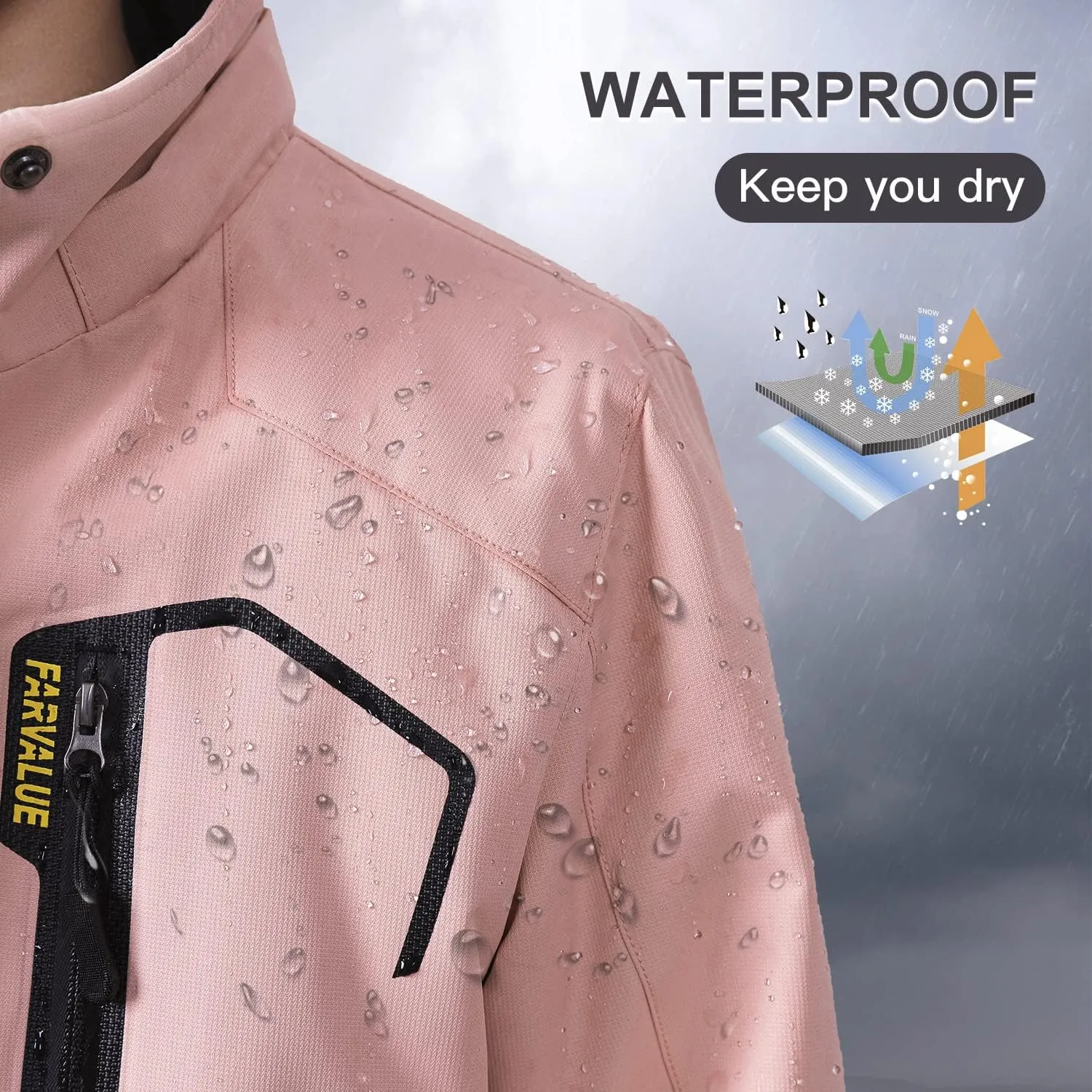 FARVALUE Girls Waterproof Skiing Jacket Windproof Winter Coat Warm Snow Coat with Removable Hood