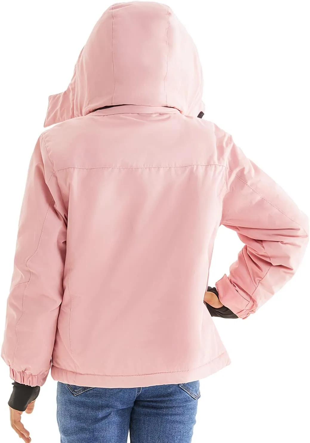 FARVALUE Girls Waterproof Skiing Jacket Windproof Winter Coat Warm Snow Coat with Removable Hood