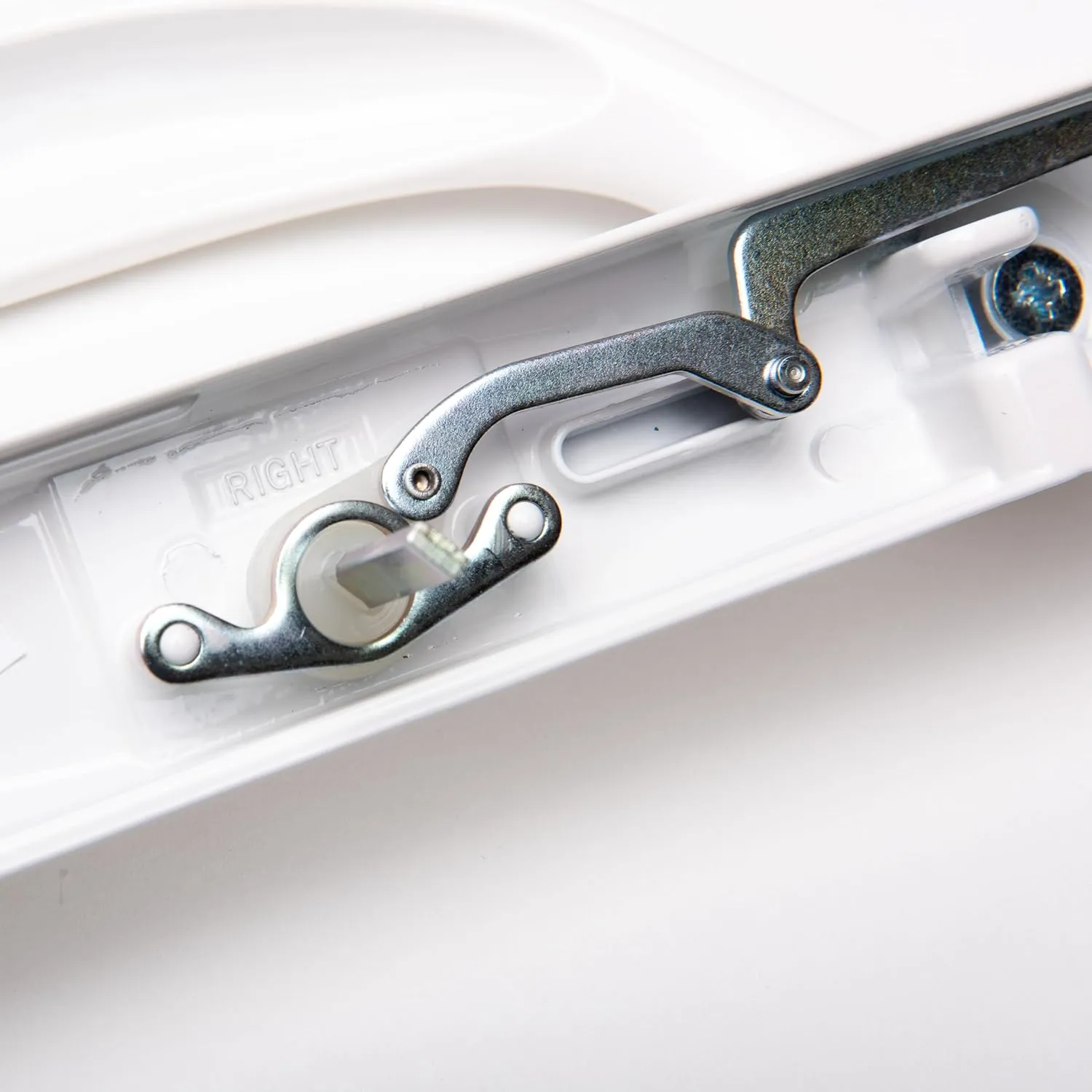 FASCO Sliding Patio Door Handle for Vinyl Glass Door - Complete KIT - White - or - Almond - Pat.# US6672632 (White, Right)