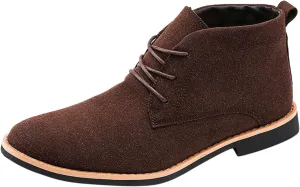 Fashion Men's Classic Business Leather Shoes Suede Front Lace Up Short Boots Men Work Shoes Comfortable (Brown, 9)