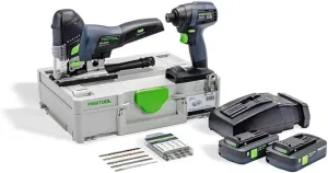 Festool 577120 Cordless Barrel Grip Jigsaw CARVEX PSC 420 EB-Basic and TID 18 Impact Driver HPC 4.0 I-Plus Combo Bonus Kit