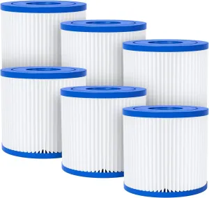 Fil-fresh Type D Pool Filters Cartridge Compatible with Summer Waves RX600 Above-Ground Pool Pump, Replaces Summer Escapes Type D, P57100102, P57000104, 6-Pack
