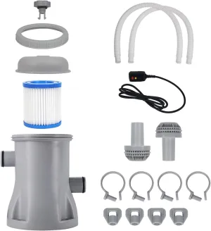 Filter Pump for Above Ground Pools 330 GPH Filter for Inflatable Swimming Pool Pump Crystal Clear Filter Pump with 2 Cartridges