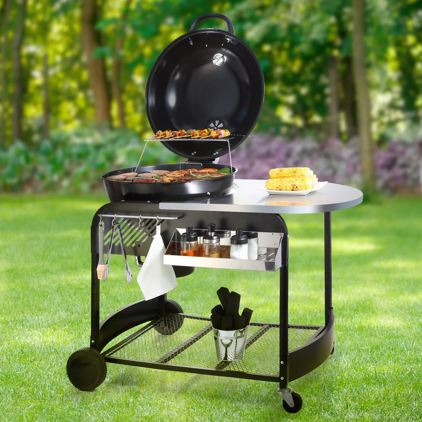 (FINAL PRICES ARE LOWER ON OUR SITE!) VEVOR 21 inch Kettle Charcoal Grill BBQ Portable Grill with Cart Outdoor Cooking