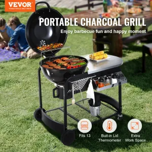 (FINAL PRICES ARE LOWER ON OUR SITE!) VEVOR 21 inch Kettle Charcoal Grill BBQ Portable Grill with Cart Outdoor Cooking
