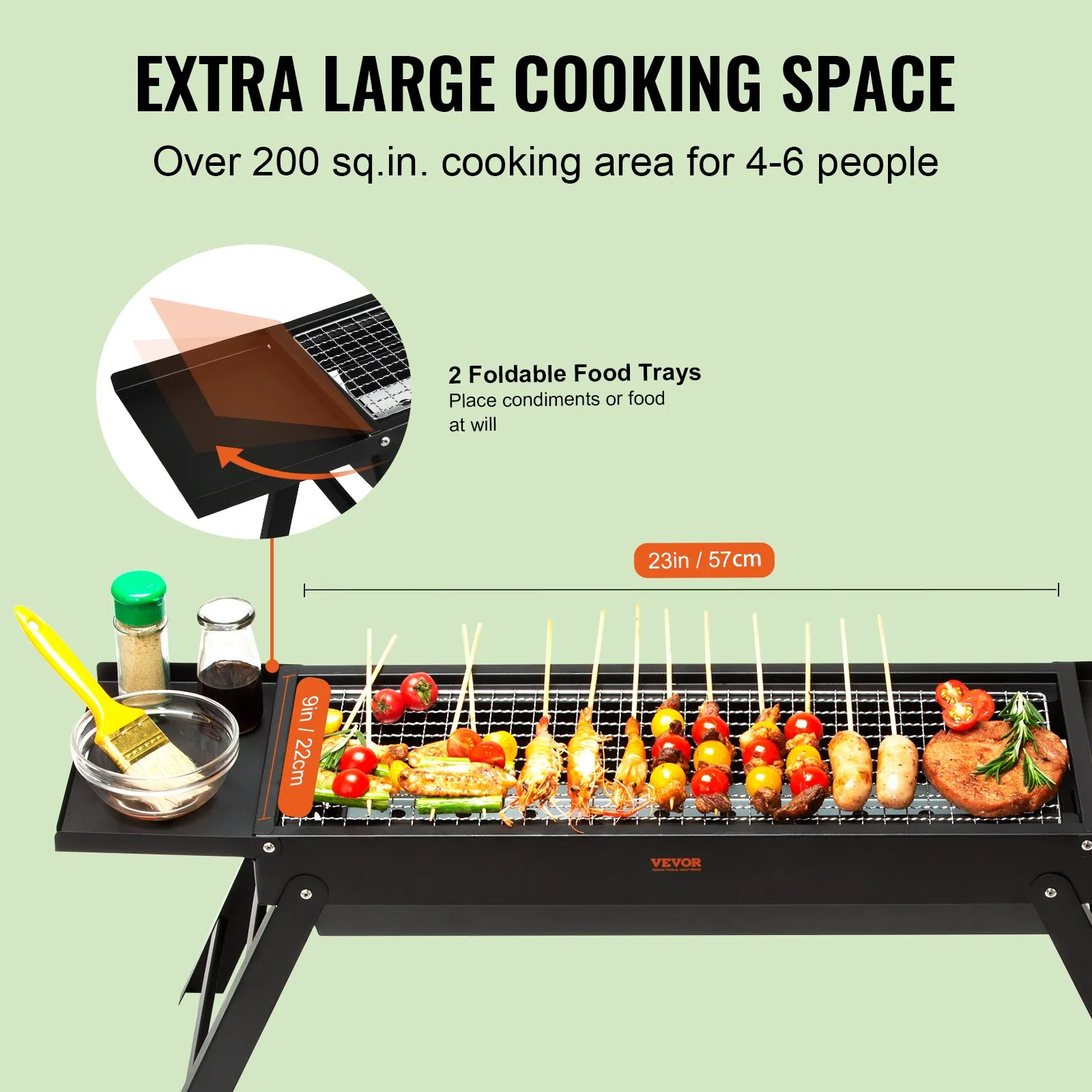 (FINAL PRICES ARE LOWER ON OUR SITE!) VEVOR 23 inch Portable Charcoal Grill, Compact Foldable Grill, Heavy Duty Steel BBQ Grill, Mini Smoker for Travel, Outdoor Cooking, Barbecue Camping, Picnic, Patio Black