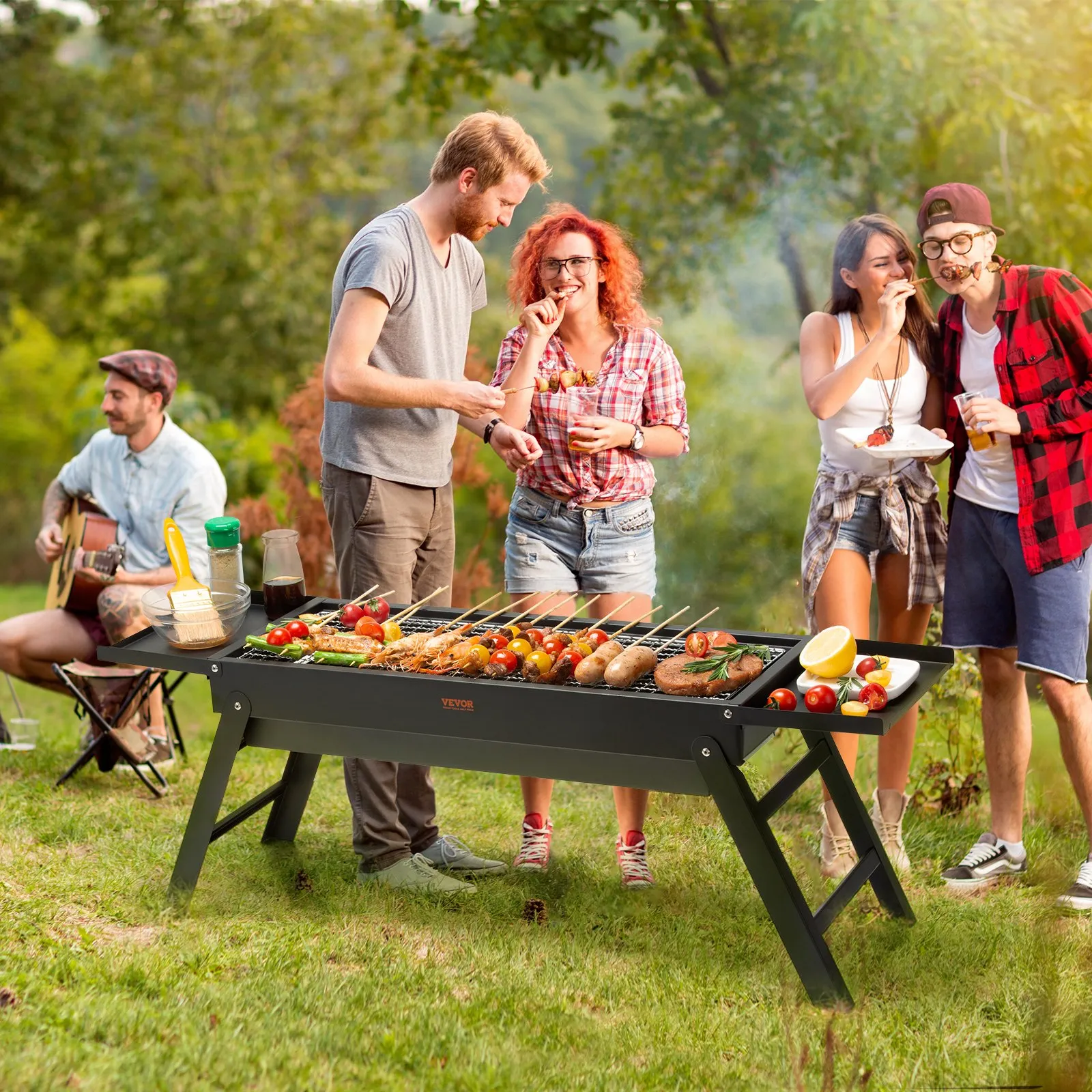 (FINAL PRICES ARE LOWER ON OUR SITE!) VEVOR 23 inch Portable Charcoal Grill, Compact Foldable Grill, Heavy Duty Steel BBQ Grill, Mini Smoker for Travel, Outdoor Cooking, Barbecue Camping, Picnic, Patio Black