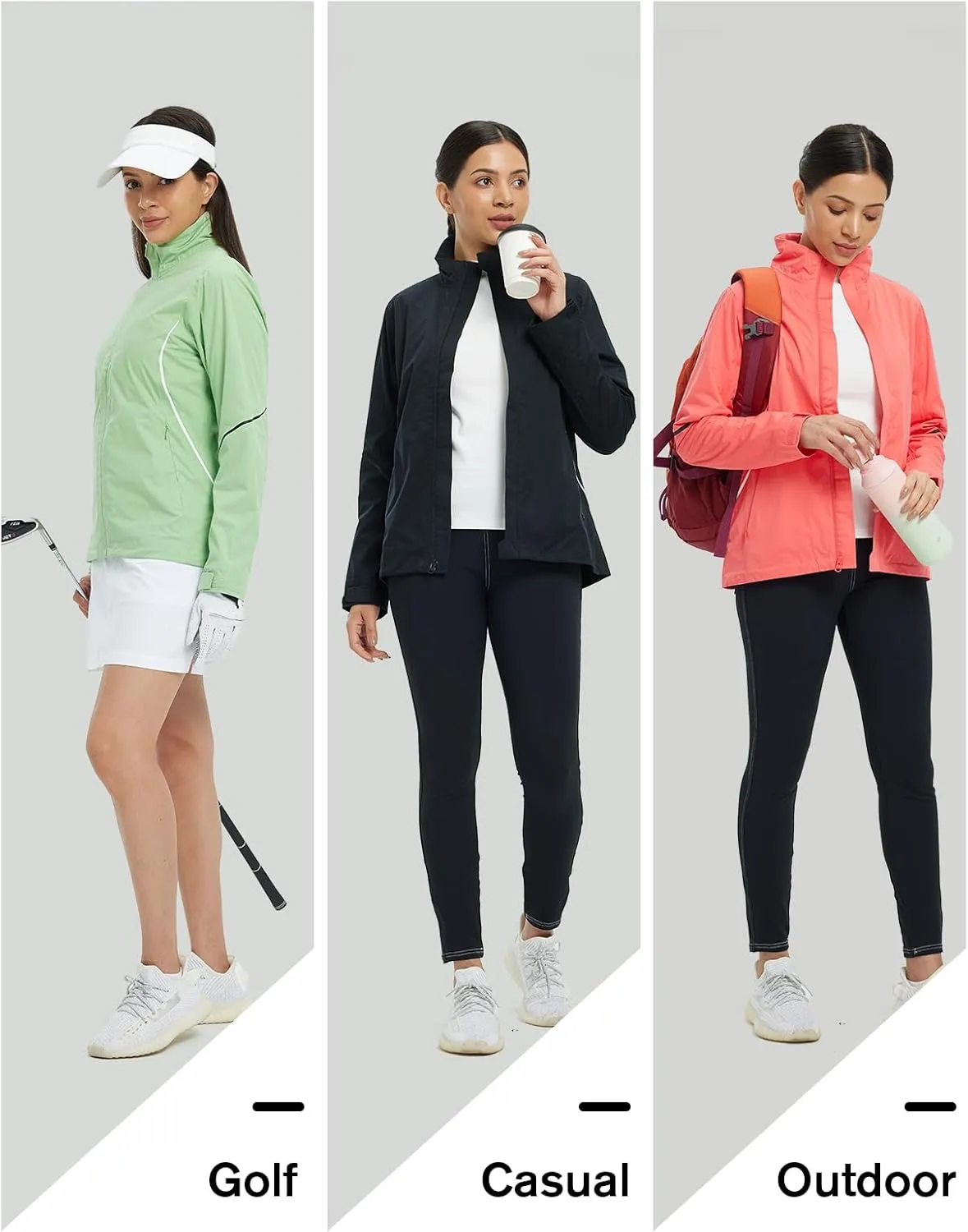 fit space Women's HydroLite Golf Jacket Waterproof 20K Rain Jacket Lightweight Stretch for Outdoor Activities