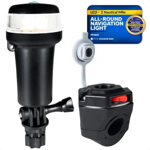 Five Oceans LED Portable All-Round Boat Navigation Light, Rail Mount Swivel Base, 2 NM Visibility, IP67 Waterproof, Battery-Operated Anchor Light for Small Boats, Kayaks, Inflatables, Canoes - FO4826