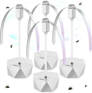 Fly Fans for Tables, Fly Repellent Fan Outdoor Indoor Keep Flies Away, Fly Repellent Fans for Tables with Holographic Blades for Picnic, Party, Restaurant, Kitchen, and BBQ, 4 Pack Silver