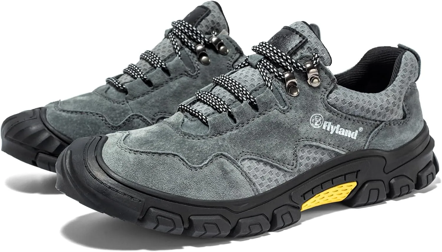 FLYLAND Men's Casual Hiking Sneakers Leather Shoes Classic Lace-Up Shoes Breathable Comfortable Low Top for Walking Outdoor