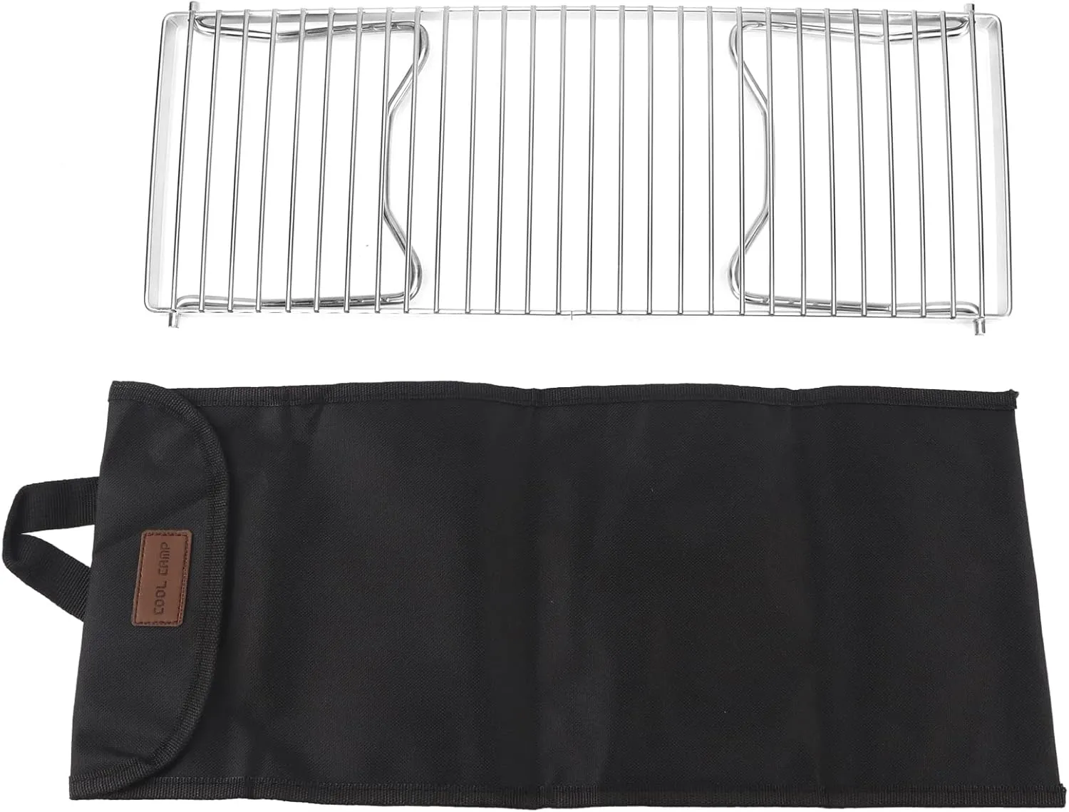 Folding Campfire Grill, Portable Stainless Steel Barbecue Cooking Rack Grate Grid, Sturdy for Camping, Backpacking, Field Trips, with Carrying Bag