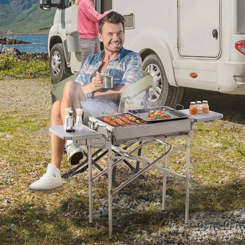 Folding Stainless Steel Charcoal BBQ Grill