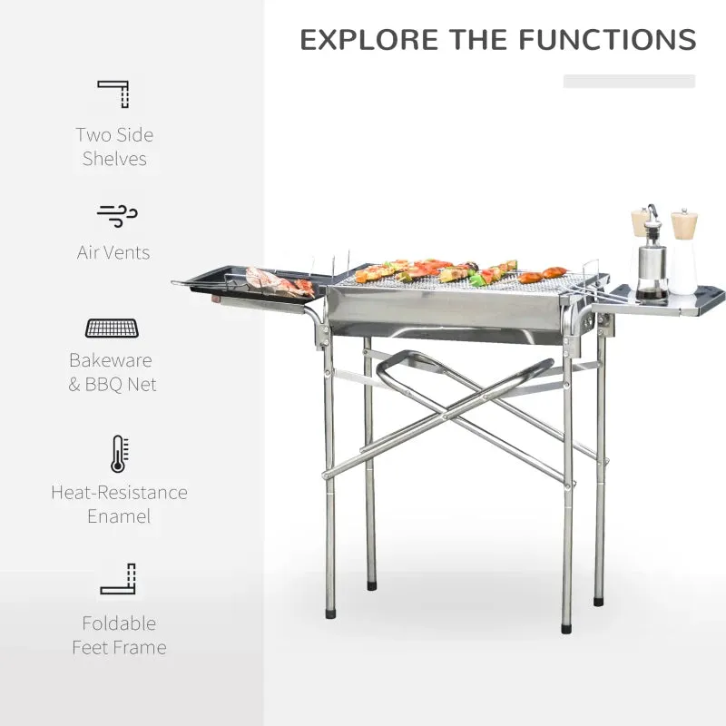 Folding Stainless Steel Charcoal BBQ Grill