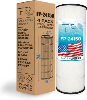 FP-24150 Replacement Pool Cartridge Filters for Jandy CS150, 11088502, 11088512, Unicel C-8414, Filbur FC-0822, FC-1287, PJANC1250, PWWCT150 – Clean Water Filtration – 1 PC, 150 SQFT