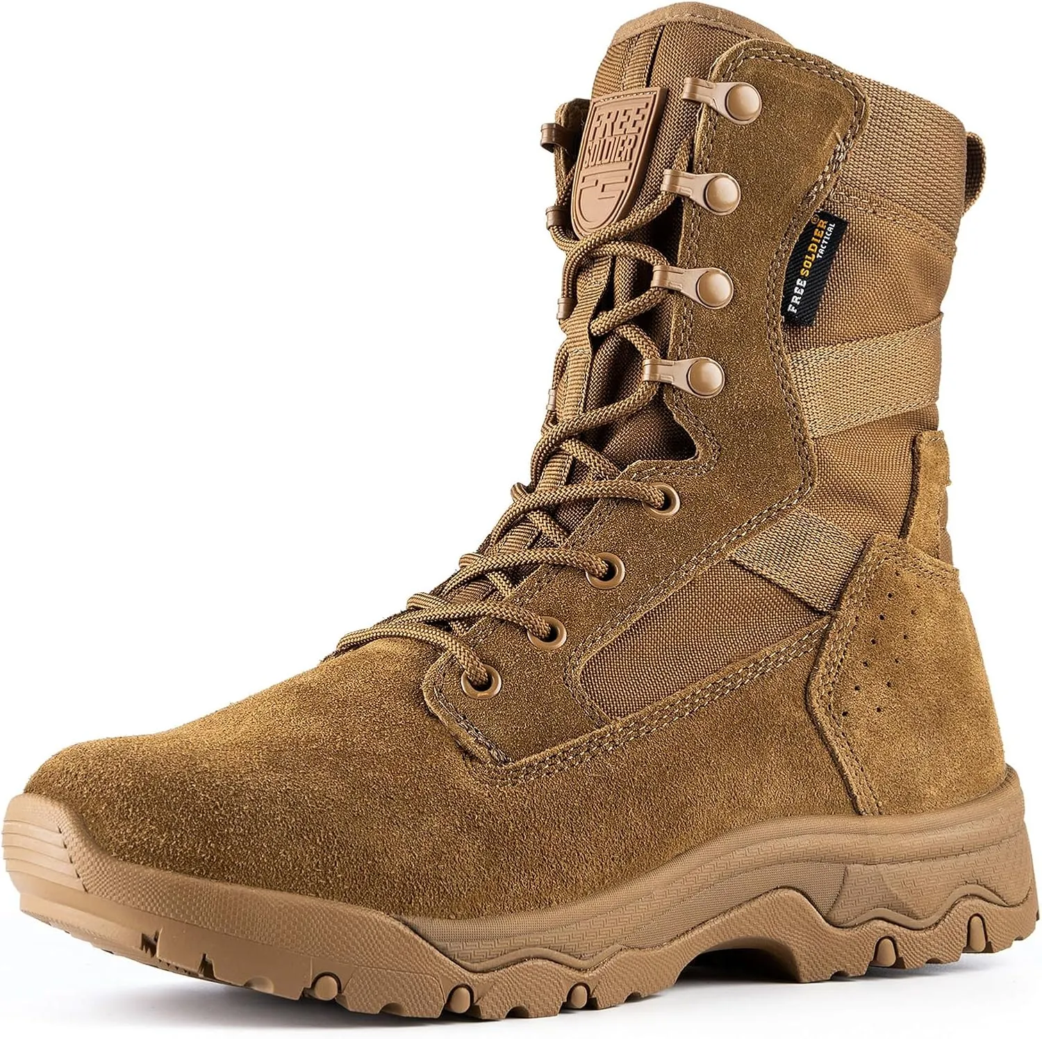 FREE SOLDIER Men's Tactical Boots 8 Inches Lightweight Combat Boots Durable Suede Leather Military Work Boot Desert Boot