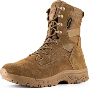 FREE SOLDIER Men's Tactical Boots 8 Inches Lightweight Combat Boots Durable Suede Leather Military Work Boot Desert Boot