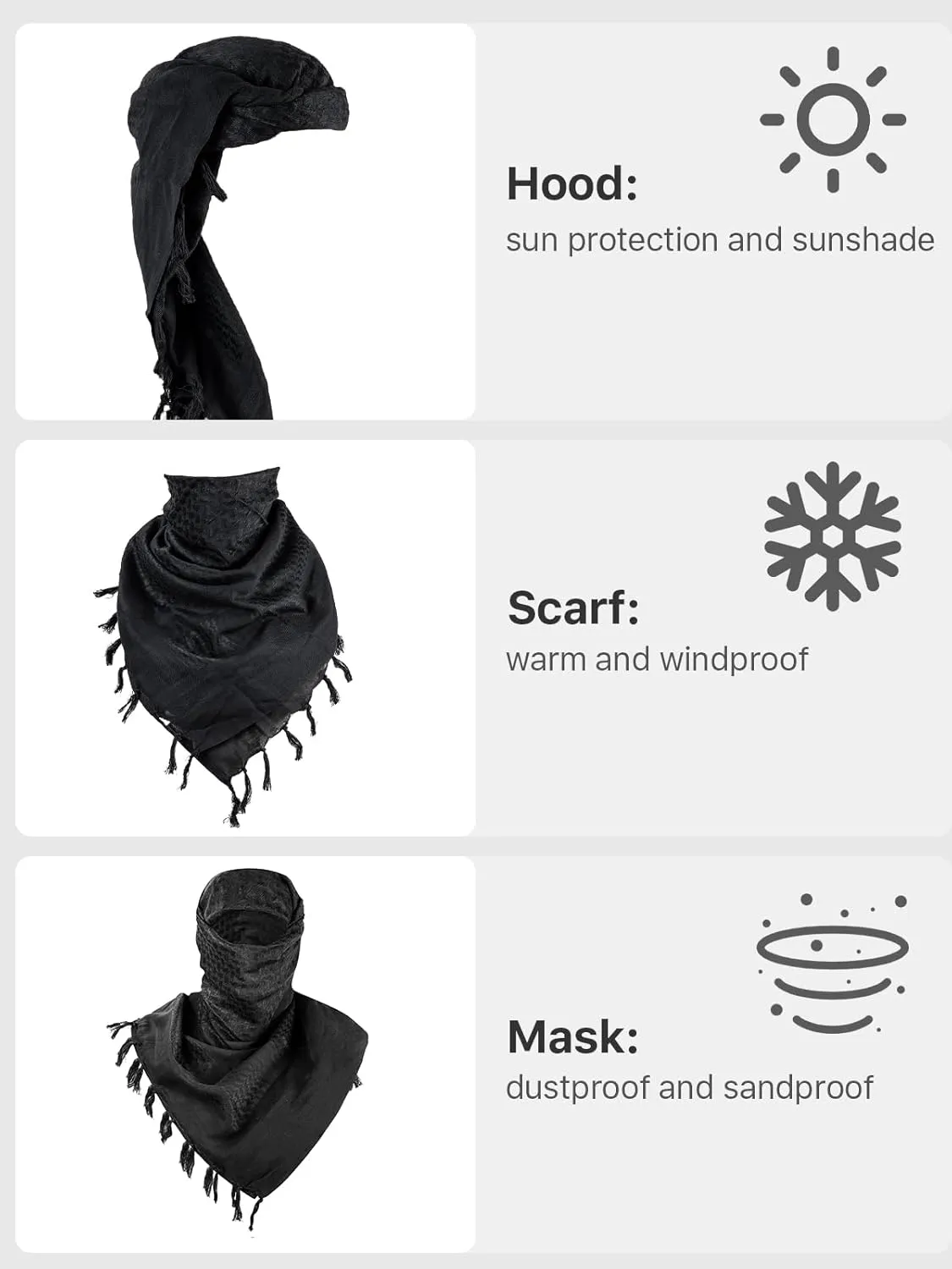 FREE SOLDIER Scarf Military Shemagh Tactical Desert Keffiyeh Head Neck Scarf Arab Wrap with Tassel for Men Women