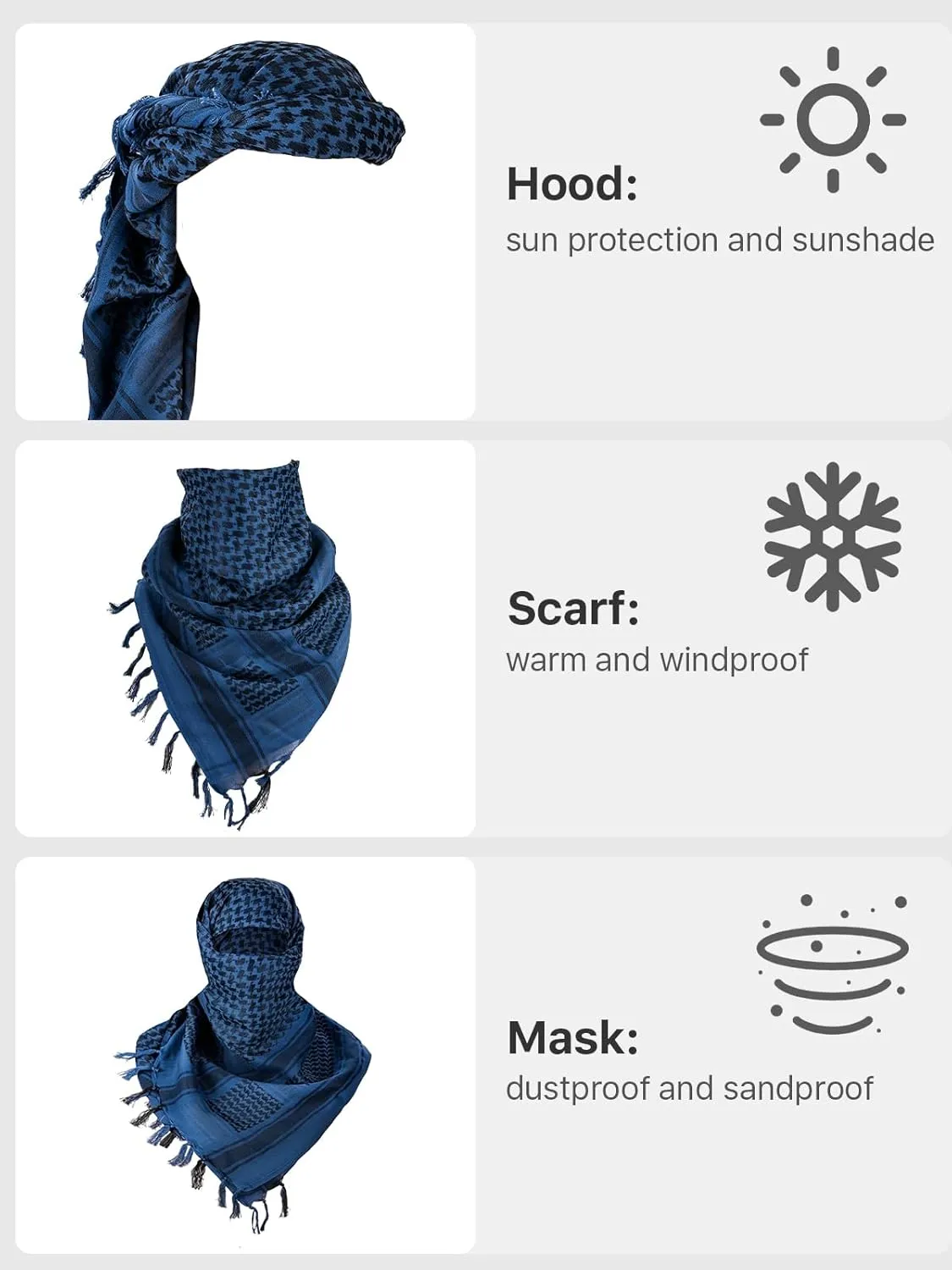 FREE SOLDIER Scarf Military Shemagh Tactical Desert Keffiyeh Head Neck Scarf Arab Wrap with Tassel for Men Women