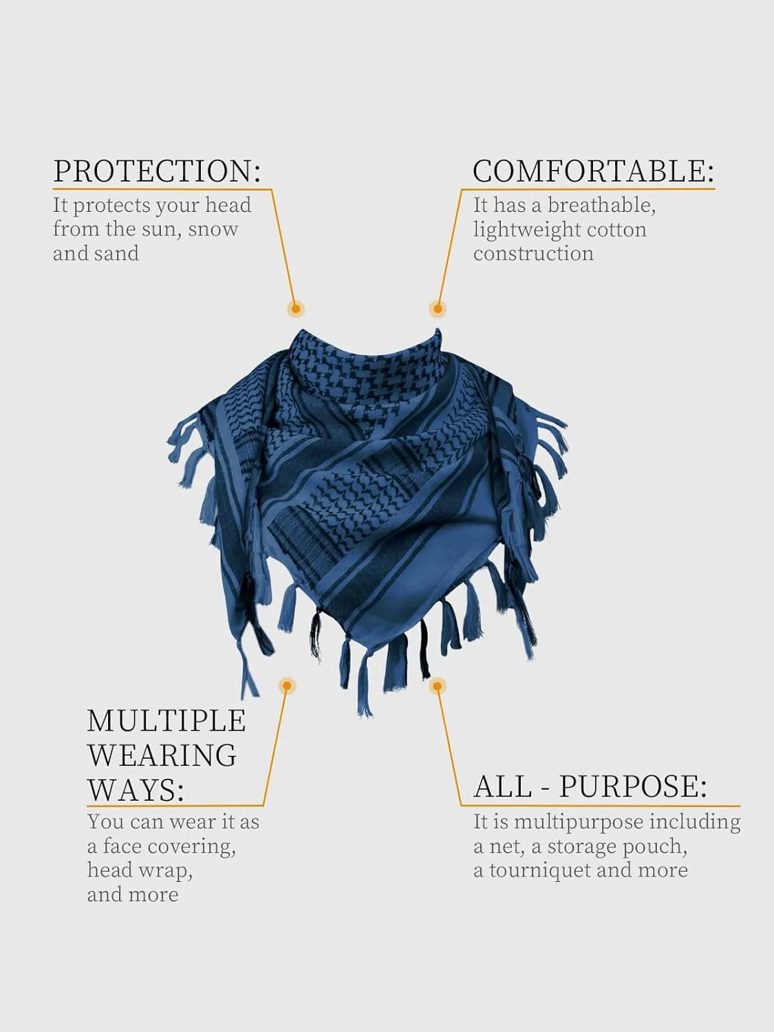 FREE SOLDIER Scarf Military Shemagh Tactical Desert Keffiyeh Head Neck Scarf Arab Wrap with Tassel for Men Women