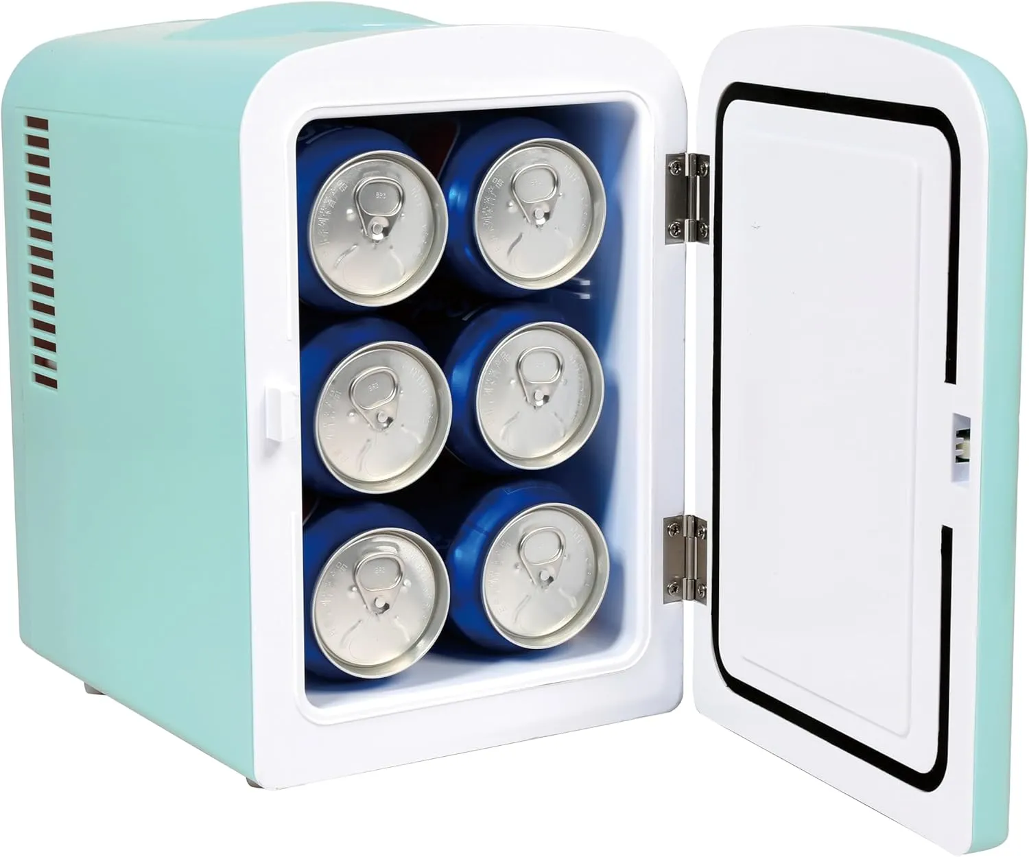 Frigidaire Mini Portable Compact Personal Fridge Cooler, 4 Liter Capacity Chills Six 12 oz Cans, 100% Freon-Free & Eco Friendly, Includes Plugs for Home Outlet & 12V Car Charger - Mint