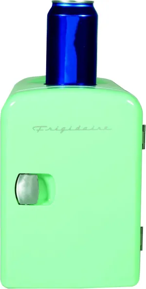 Frigidaire Mini Portable Compact Personal Fridge Cooler, 4 Liter Capacity Chills Six 12 oz Cans, 100% Freon-Free & Eco Friendly, Includes Plugs for Home Outlet & 12V Car Charger - Mint
