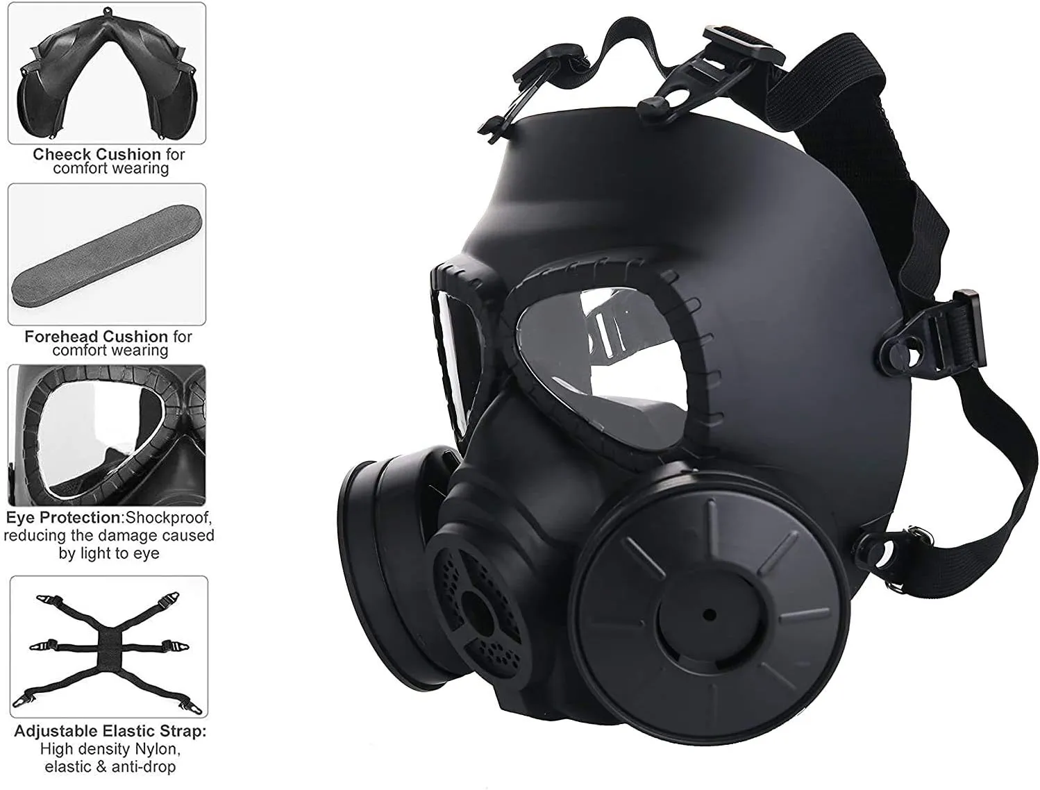 Full Face Airsoft Gas Mask Tactical Skull Dummy Toxic Game Mask for BB Gun CS Paintball Cosplay Costume Halloween Masquerade