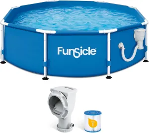Funsicle Active 8' x 30" Outdoor Round Frame Above Ground Swimming Pool Set with Filter Pump and Type D Filter Cartridge, Blue