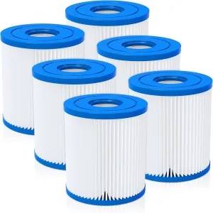 Future Way 6-Pack Type H Pool Filter Cartridge Replacement for Intex 330 GPH Filter Pump for Above Ground Pools, Replace Type H, 29007E