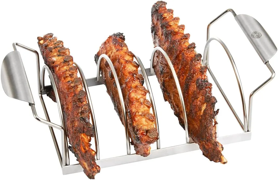 GEFU BBQ Premium Barbecue Spare Rib Rack, Holds 6 Portions, Works in Kettle Ovens and Grills