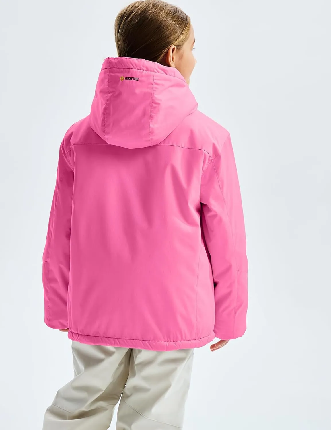 GEMYSE Girl's Waterproof Ski Snow Jacket Fleece Windproof Winter Jacket with Hood