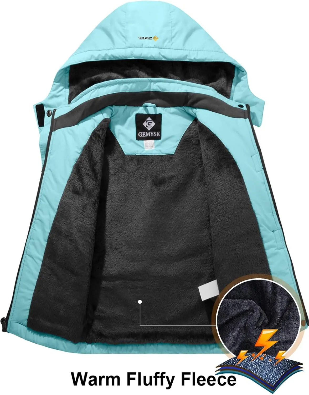 GEMYSE Girl's Waterproof Ski Snow Jacket Hooded Fleece Lined Windproof Winter Jacket