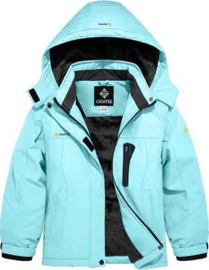 GEMYSE Girl's Waterproof Ski Snow Jacket Hooded Fleece Lined Windproof Winter Jacket