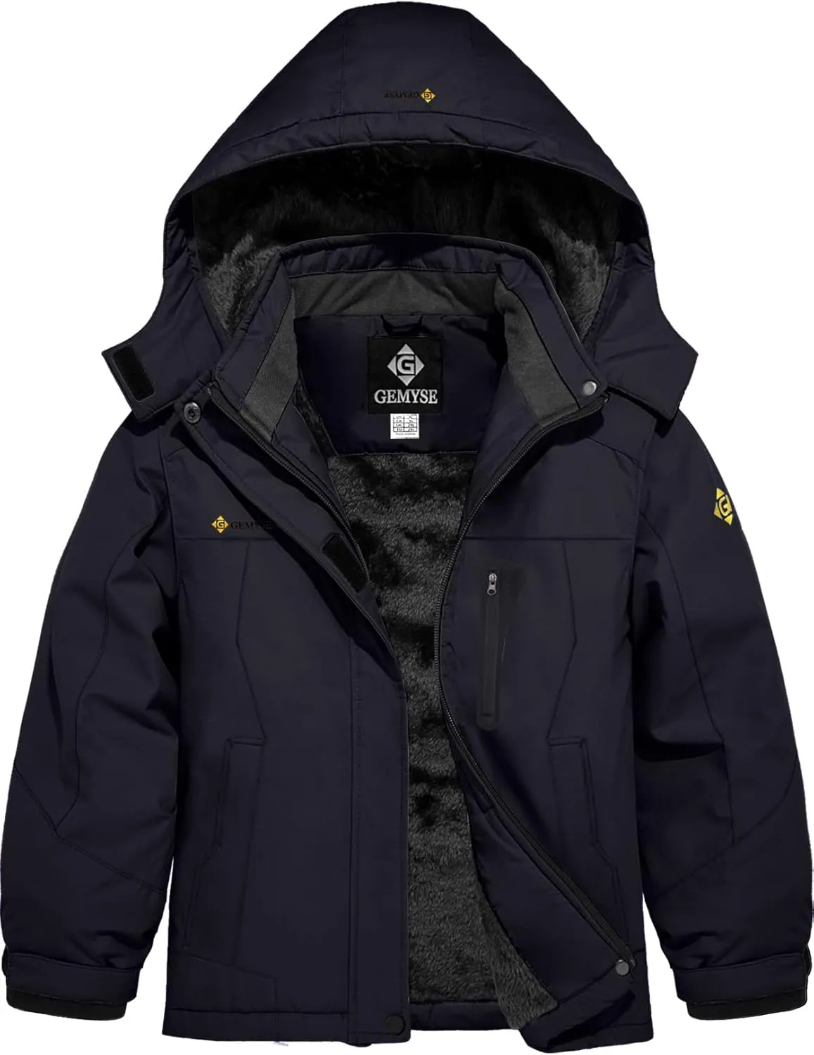 GEMYSE Girl's Waterproof Ski Snow Jacket Hooded Fleece Lined Windproof Winter Jacket