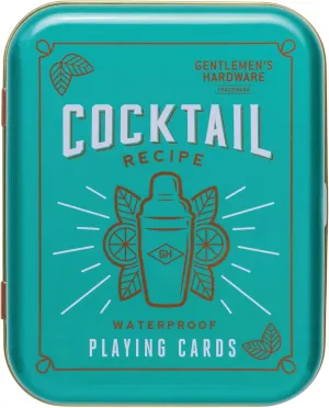 Gentlemen's Hardware Waterproof Playing Cards in Travel Tin Standard Poker Size Deck of Cards, 52-Cards, Cocktail Recipes